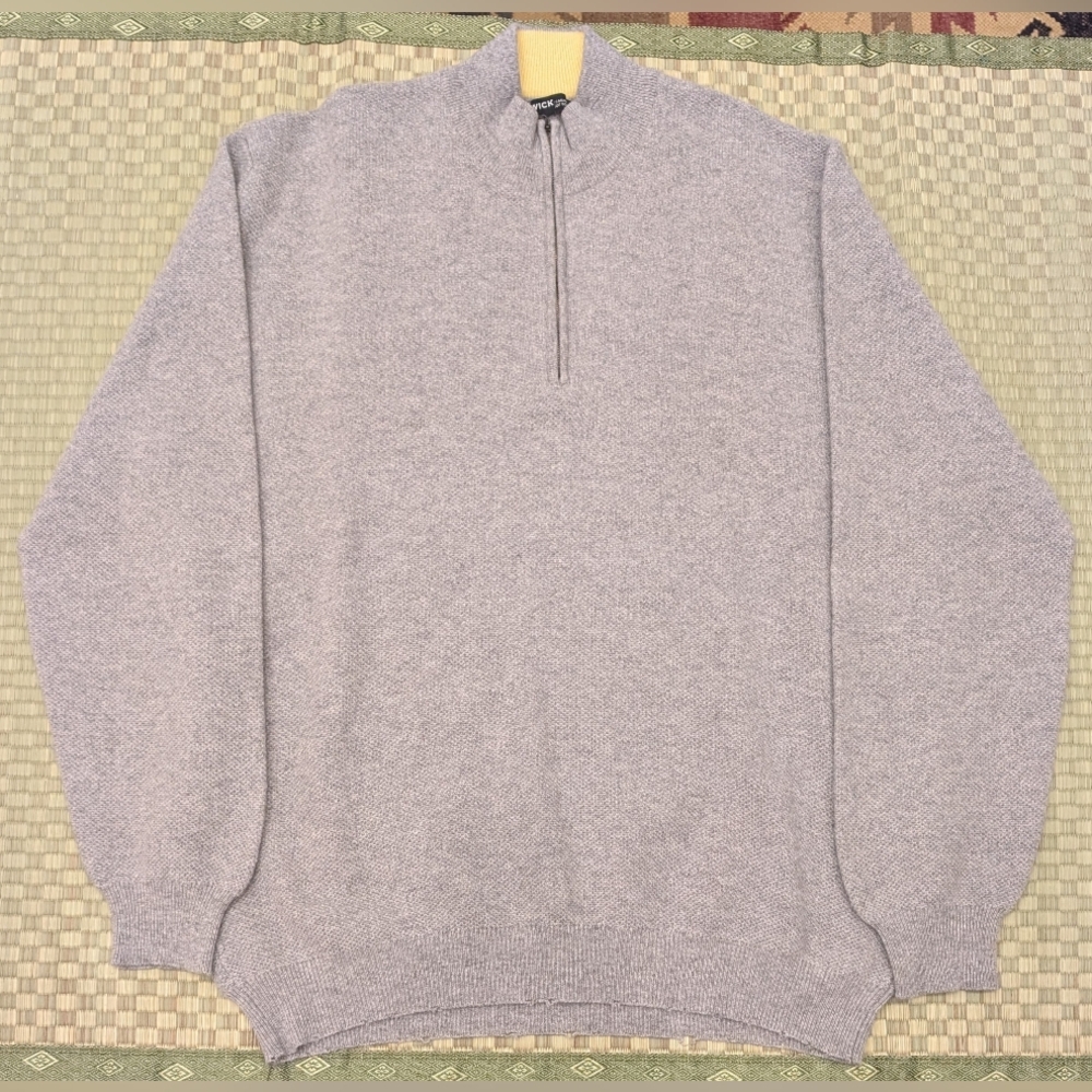 Hawick 1/4 Zip 100% Cashmere Sweater Gray Men's Size XL Made in Scotland